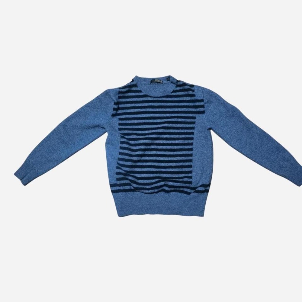 Murano 100% Merino‎ Wool Striped Crewneck Sweater Grey Black Size Medium
